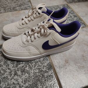 Nike Men's Cream and Purple Sneakers 11 1/2
